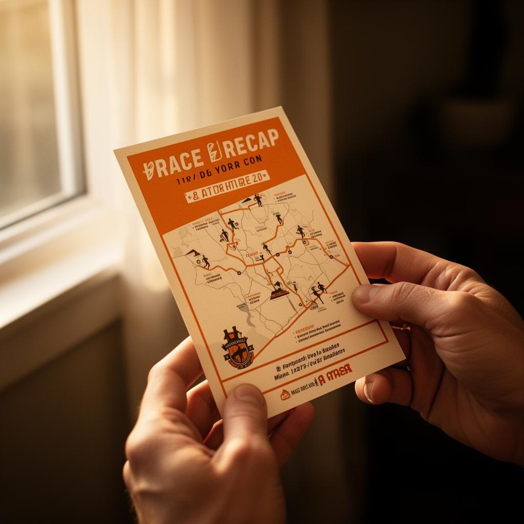 Runner holding a printed race recap